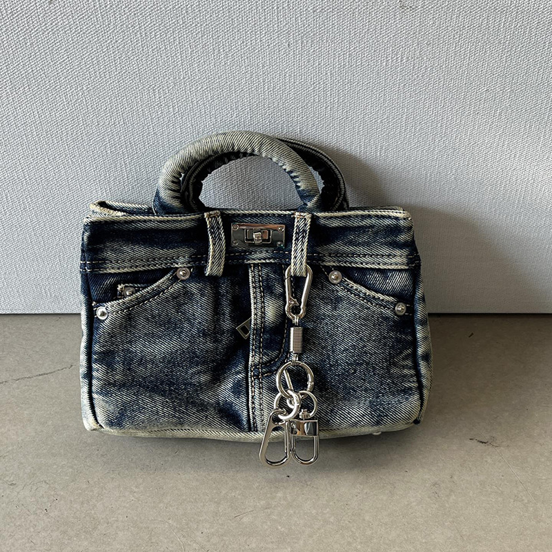 Vintage Denim Pants Platinum Bag Fashion Versatile Handbag Stylish Shoulder Crossbody Bag for Women Trendy Women's Bag - Image 7