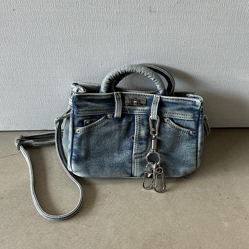 Vintage Denim Pants Platinum Bag Fashion Versatile Handbag Stylish Shoulder Crossbody Bag for Women Trendy Women's Bag - Image 8