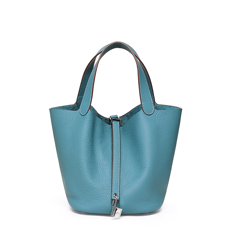 Head layer cowhide bucket bag women's leather high-end handbag - Image 19