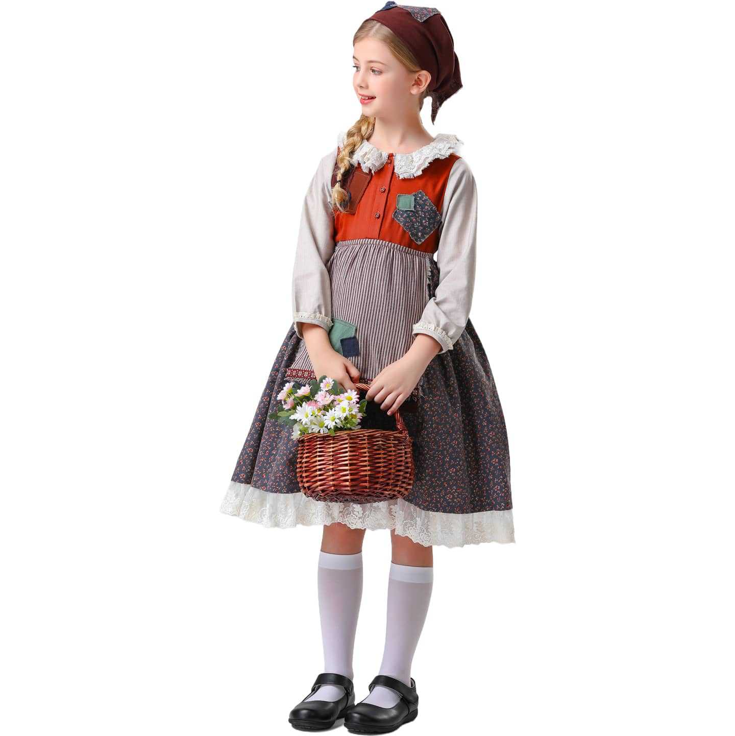 Children's floral dress Halloween countryside little girl role-playing cosplay cosplay beggar costume party performance - Image 3