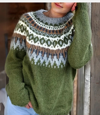 Half high collar pullover straight tube printed neutral style sweater - Image 18