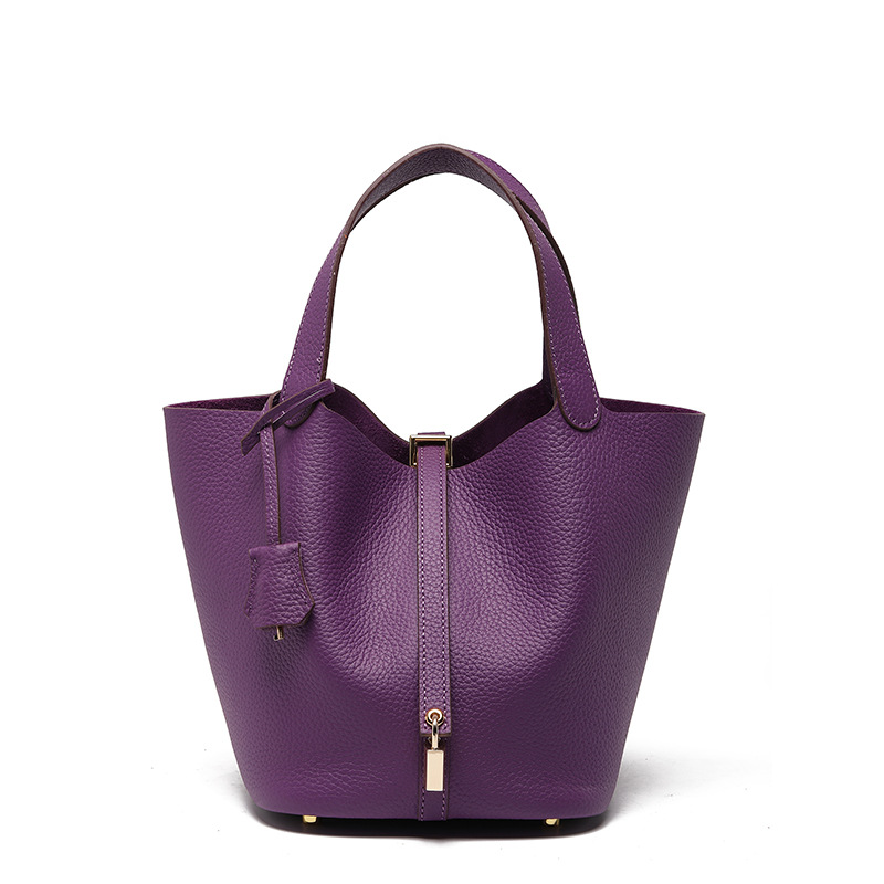 Head layer cowhide bucket bag women's leather high-end handbag - Image 27