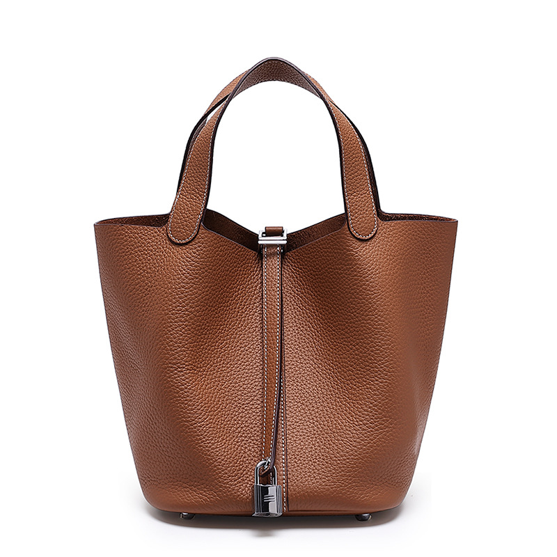 Head layer cowhide bucket bag women's leather high-end handbag - Image 24