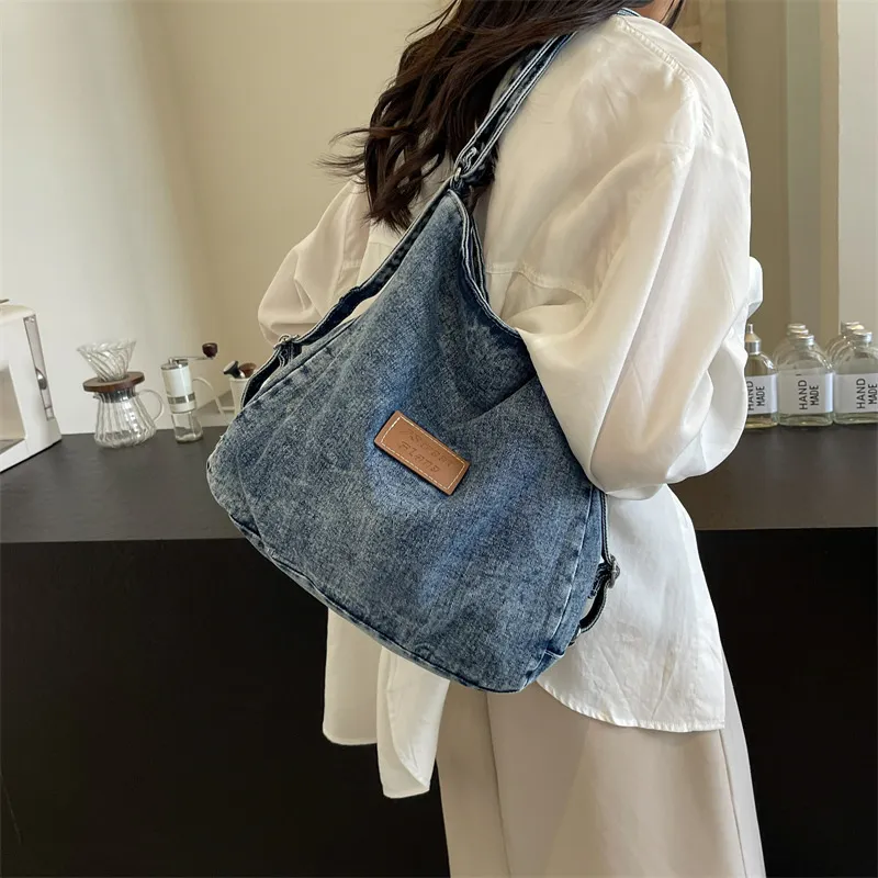 Adjustable Strap Denim Shoulder Bag - Image 10