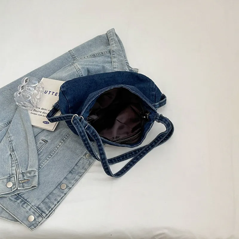 Adjustable Strap Denim Shoulder Bag - Image 16