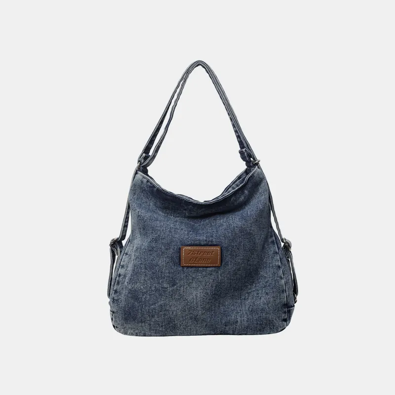 Adjustable Strap Denim Shoulder Bag - Image 8