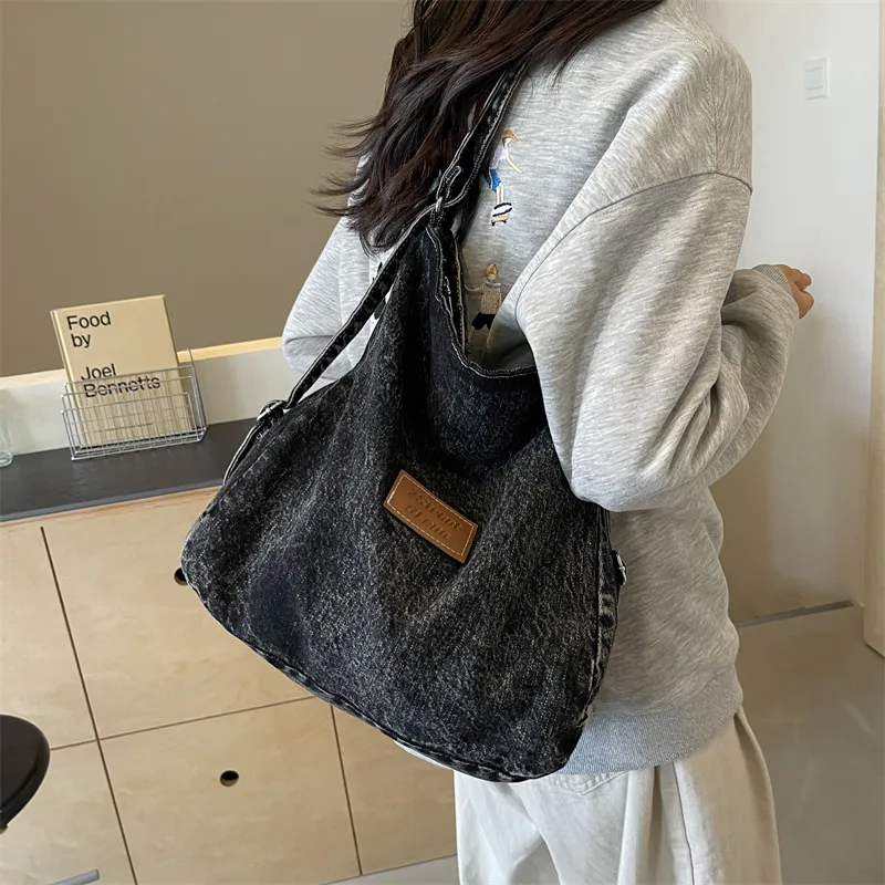 Adjustable Strap Denim Shoulder Bag - Image 13