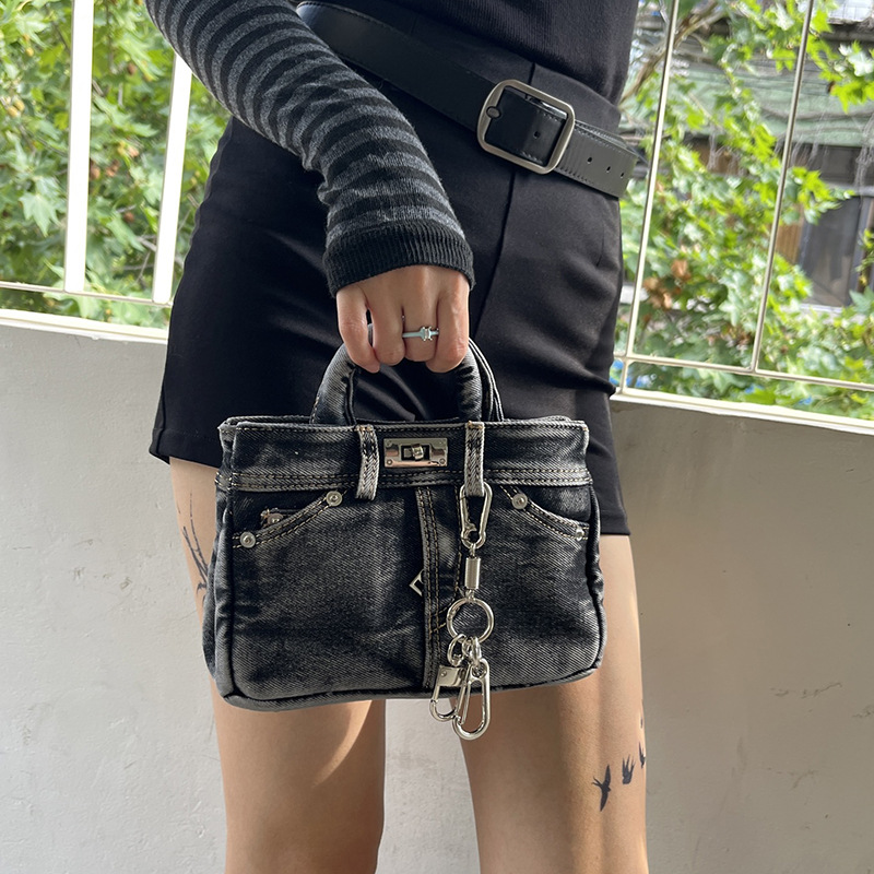 Vintage Denim Pants Platinum Bag Fashion Versatile Handbag Stylish Shoulder Crossbody Bag for Women Trendy Women's Bag - Image 3