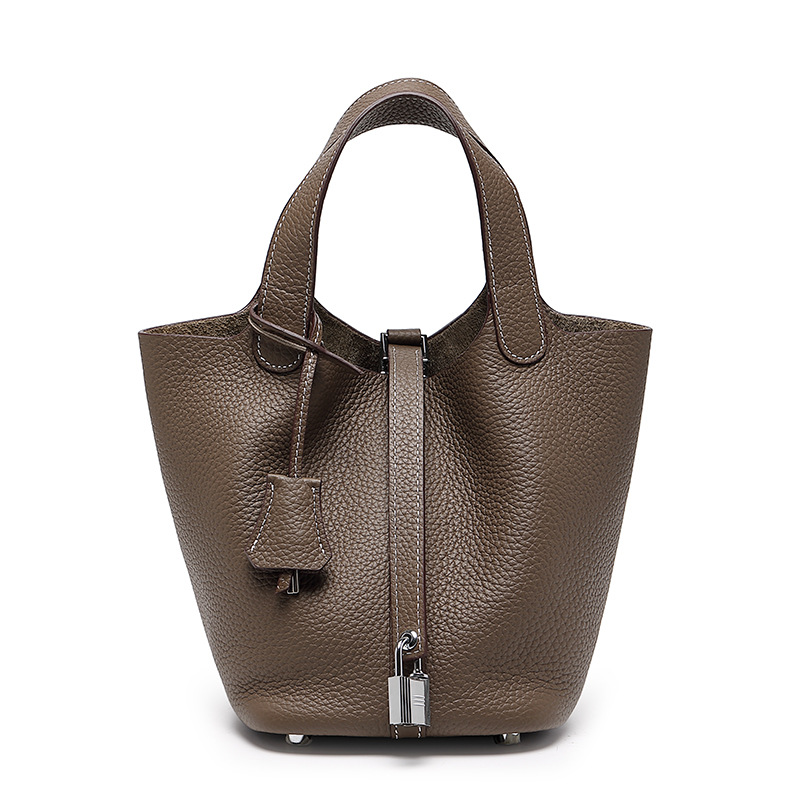 Head layer cowhide bucket bag women's leather high-end handbag - Image 16