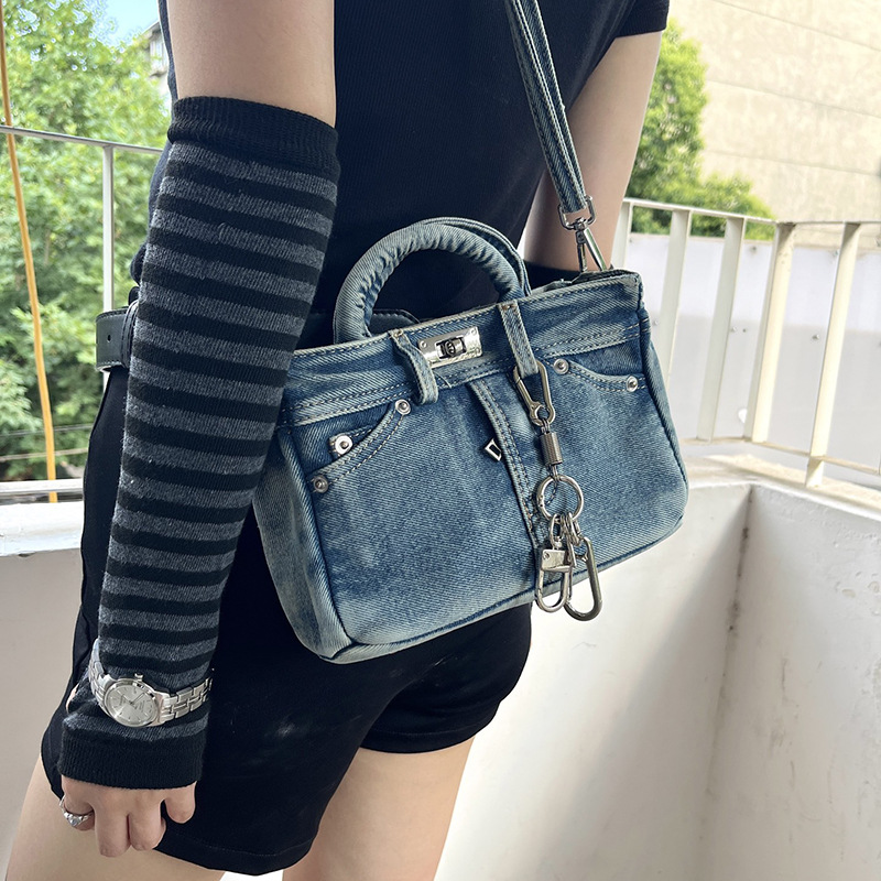 Vintage Denim Pants Platinum Bag Fashion Versatile Handbag Stylish Shoulder Crossbody Bag for Women Trendy Women's Bag - Image 2