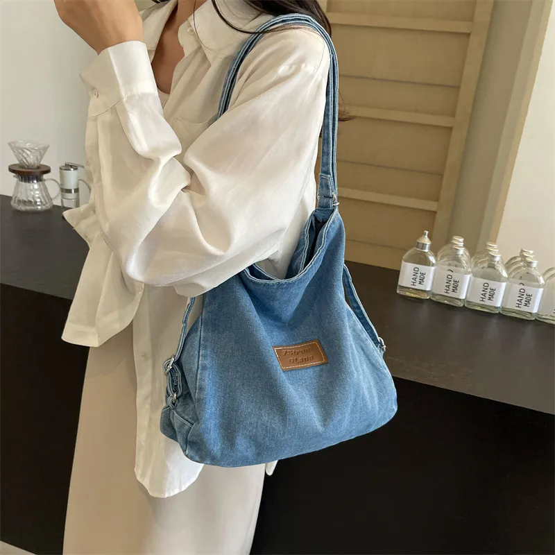Adjustable Strap Denim Shoulder Bag - Image 7