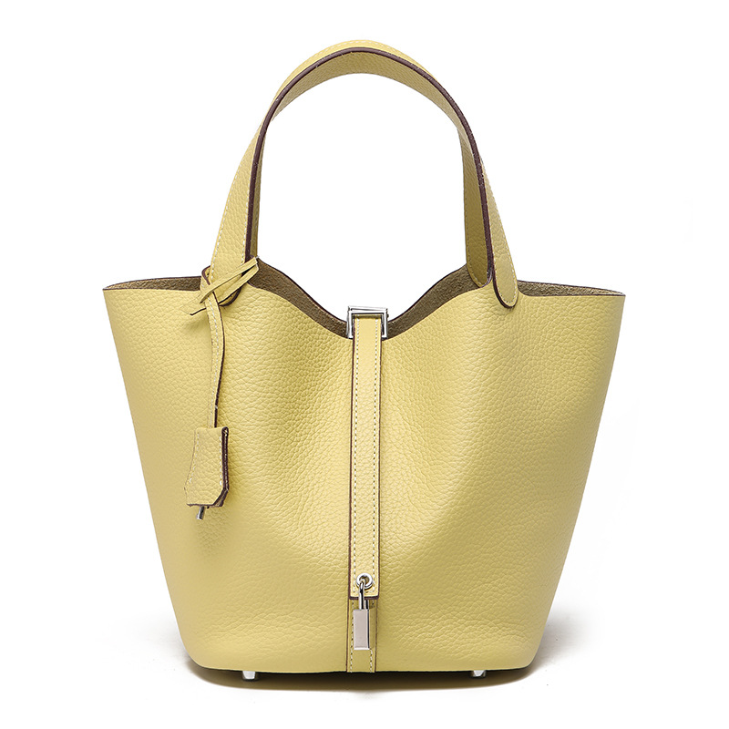 Head layer cowhide bucket bag women's leather high-end handbag - Image 26