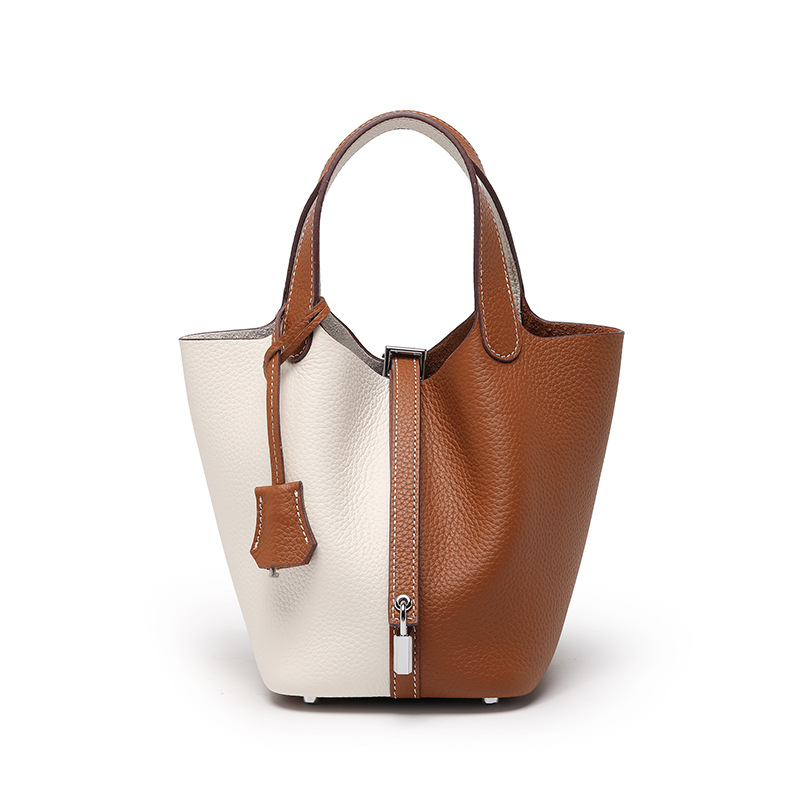 Head layer cowhide bucket bag women's leather high-end handbag - Image 37