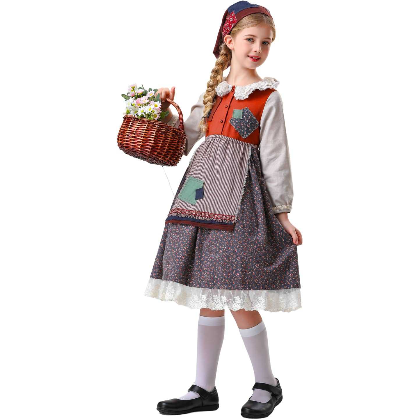 Children's floral dress Halloween countryside little girl role-playing cosplay cosplay beggar costume party performance - Image 4