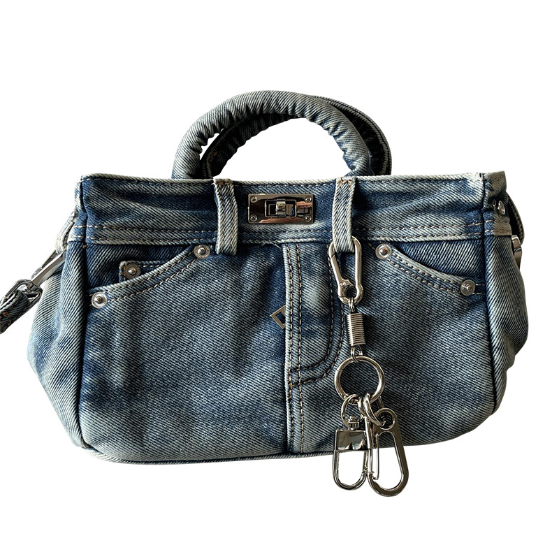 Vintage Denim Pants Platinum Bag Fashion Versatile Handbag Stylish Shoulder Crossbody Bag for Women Trendy Women's Bag - Image 5