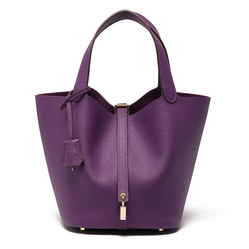 Head layer cowhide bucket bag women's leather high-end handbag - Image 28