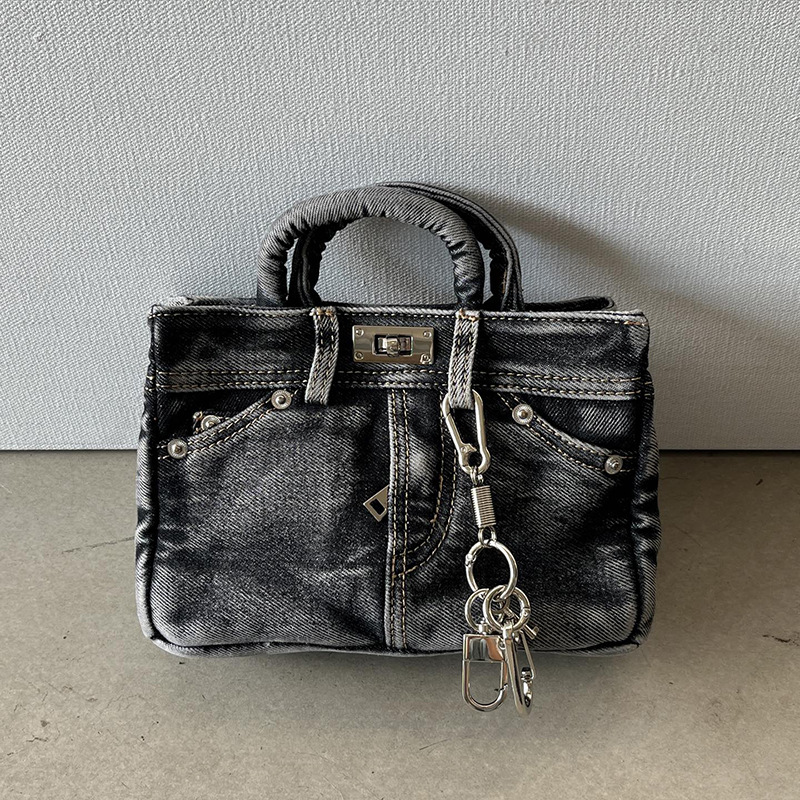 Vintage Denim Pants Platinum Bag Fashion Versatile Handbag Stylish Shoulder Crossbody Bag for Women Trendy Women's Bag - Image 6