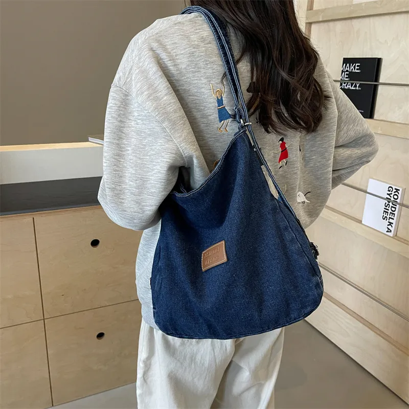 Adjustable Strap Denim Shoulder Bag - Image 17