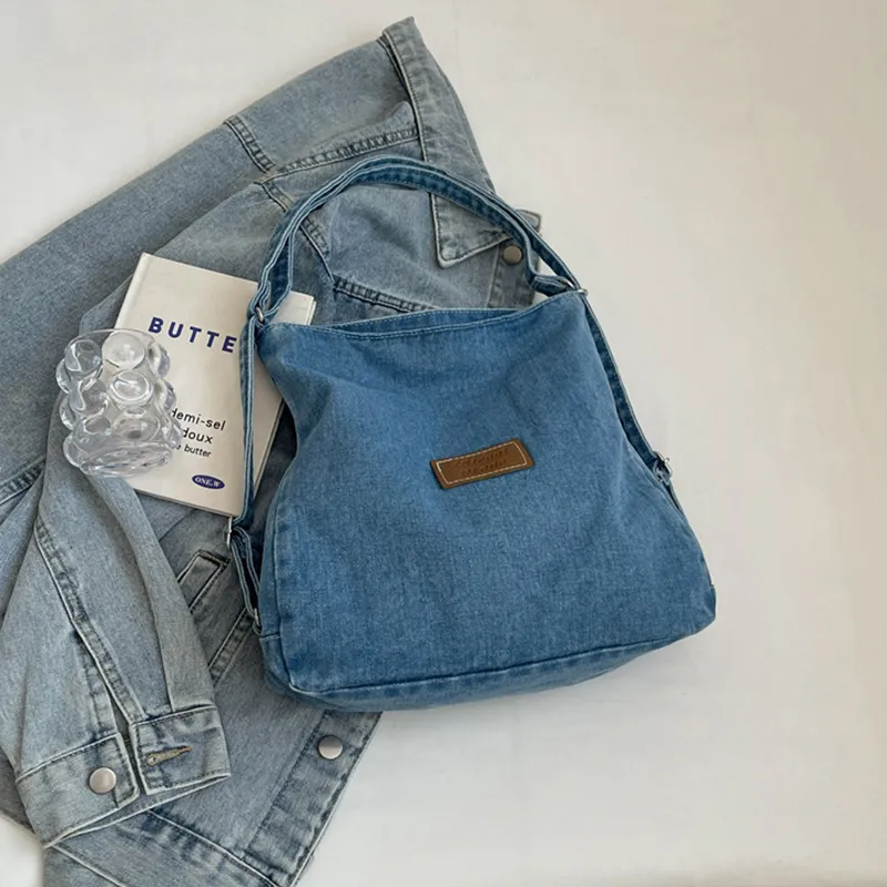 Adjustable Strap Denim Shoulder Bag - Image 2
